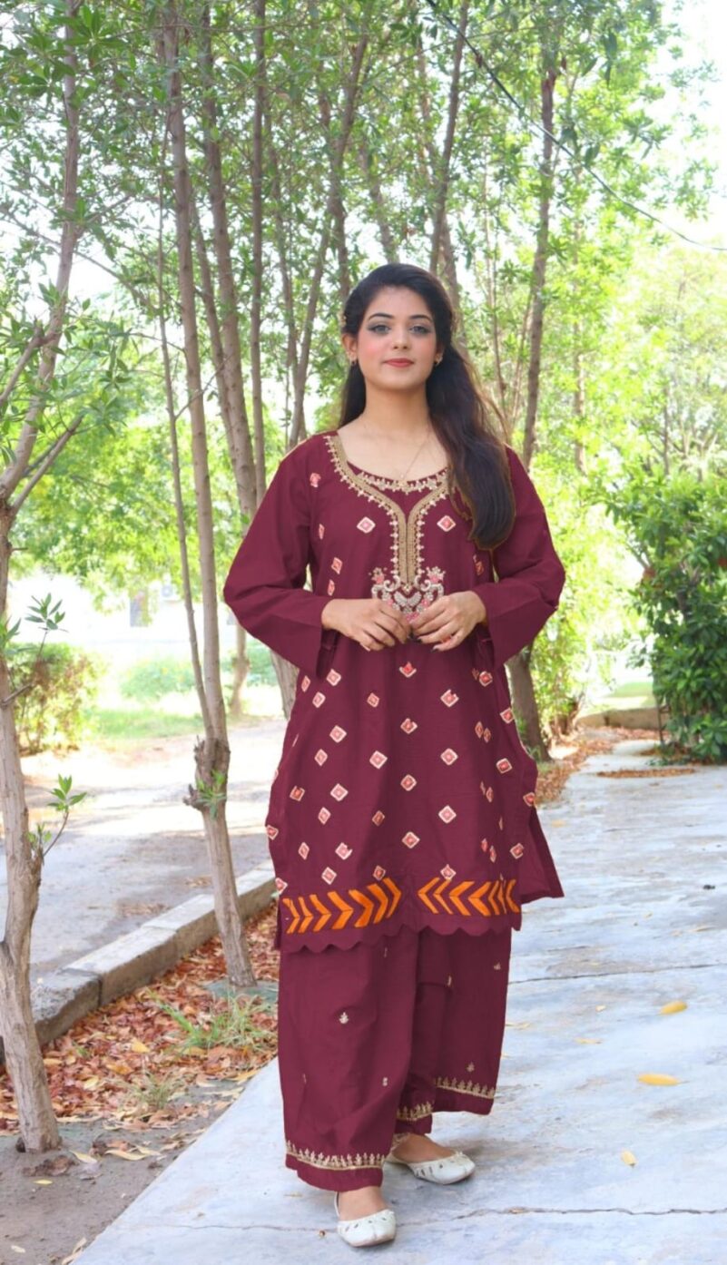 2025 Summer Collection stitched 2pcs suit - Image 3